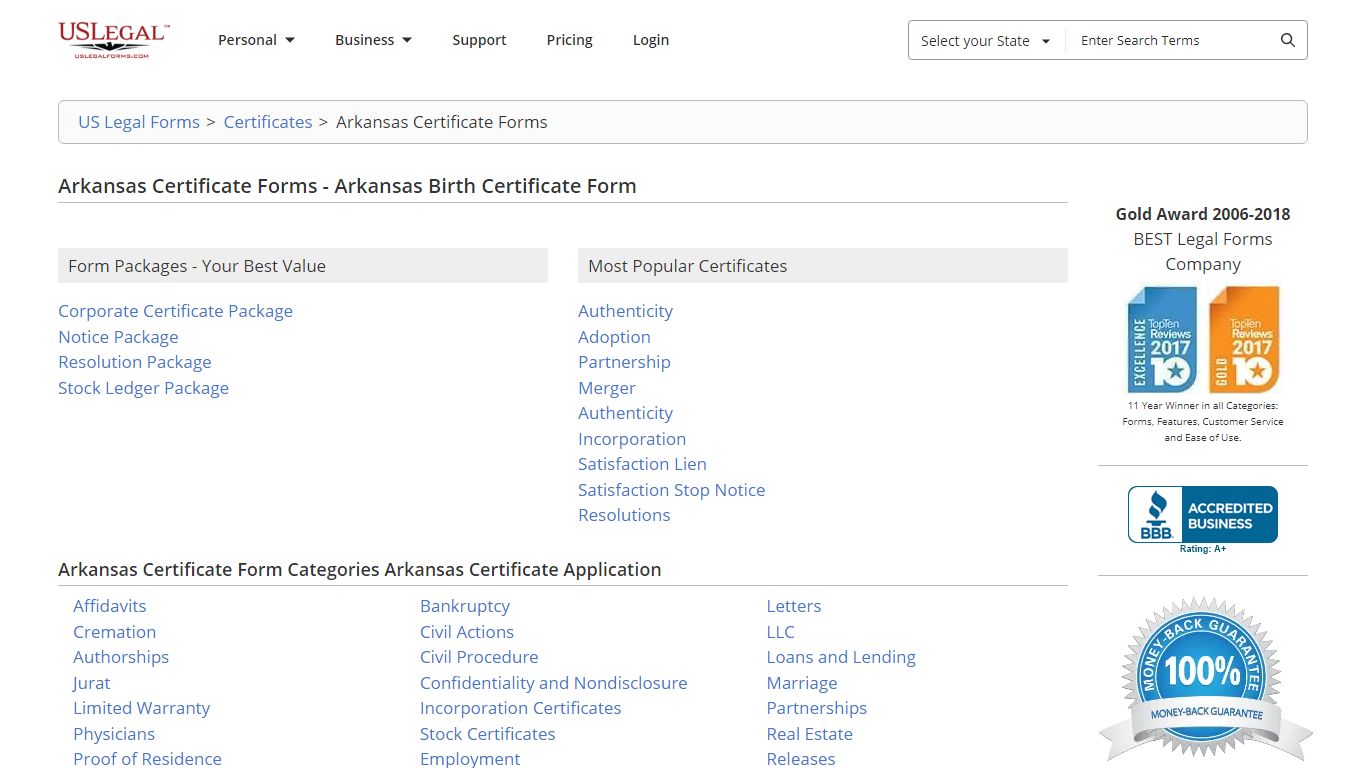 Arkansas Birth Certificate Form 2022 - US Legal Forms